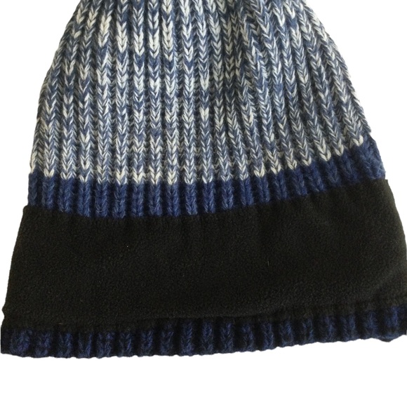 LETHMIK Blue Striped Beanie With Fleece Lining Around Ears Unisex - Picture 2 of 3